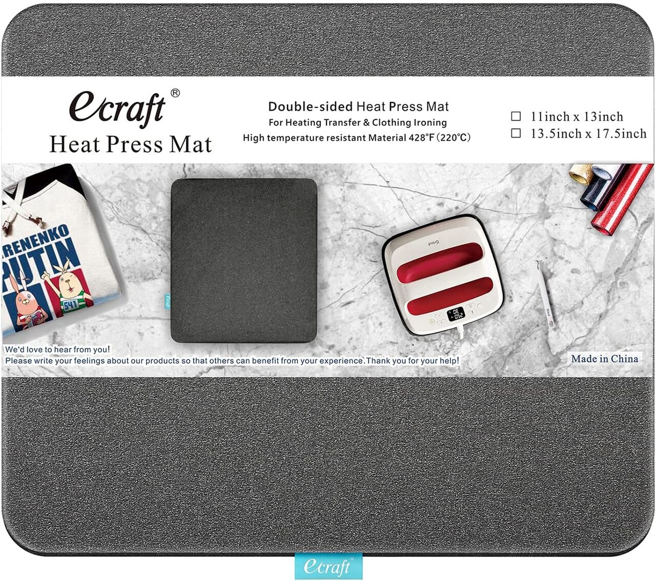 Double-Sided Heating Ironing Mats for Craft Insulation (black) 11"L x 13"W x 0.5"H